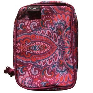 SOHO London New York Small Cosmetic Travel Bag Pink Paisley